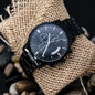 Engraved Design Black Chronograph Watch Men's Watch