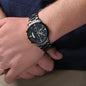 Engraved Design Black Chronograph Watch Men's Watch