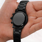 Engraved Design Black Chronograph Watch Men's Watch