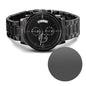 Engraved Design Black Chronograph Watch Men's Watch
