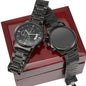 Engraved Design Black Chronograph Watch Men's Watch