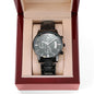 Engraved Design Black Chronograph Watch Men's Watch