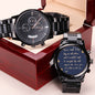 Engraved Design Black Chronograph Watch Men's Watch