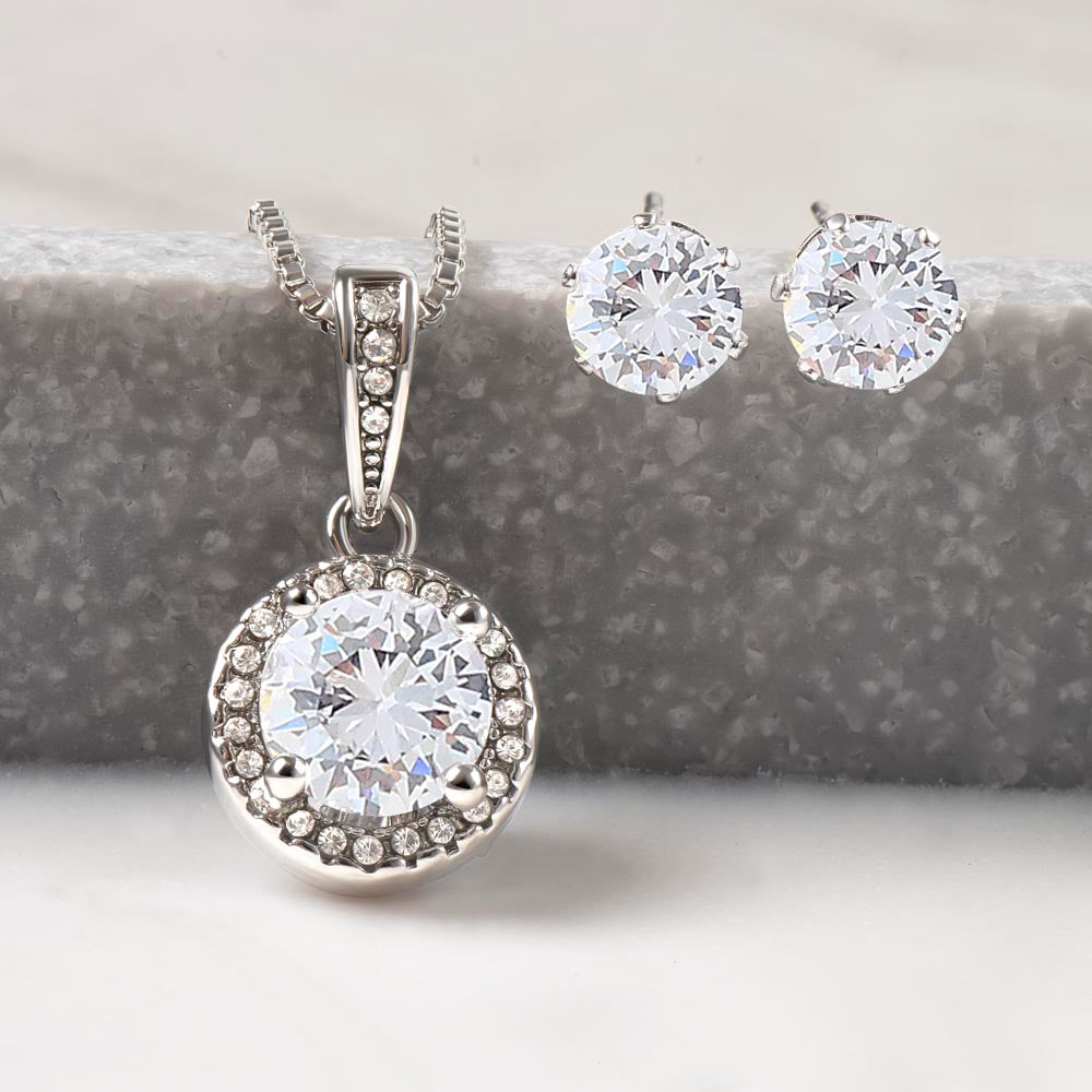 Mother' Day Gift Set Eternal Hope Necklace and Cubic Zirconia Earring Set