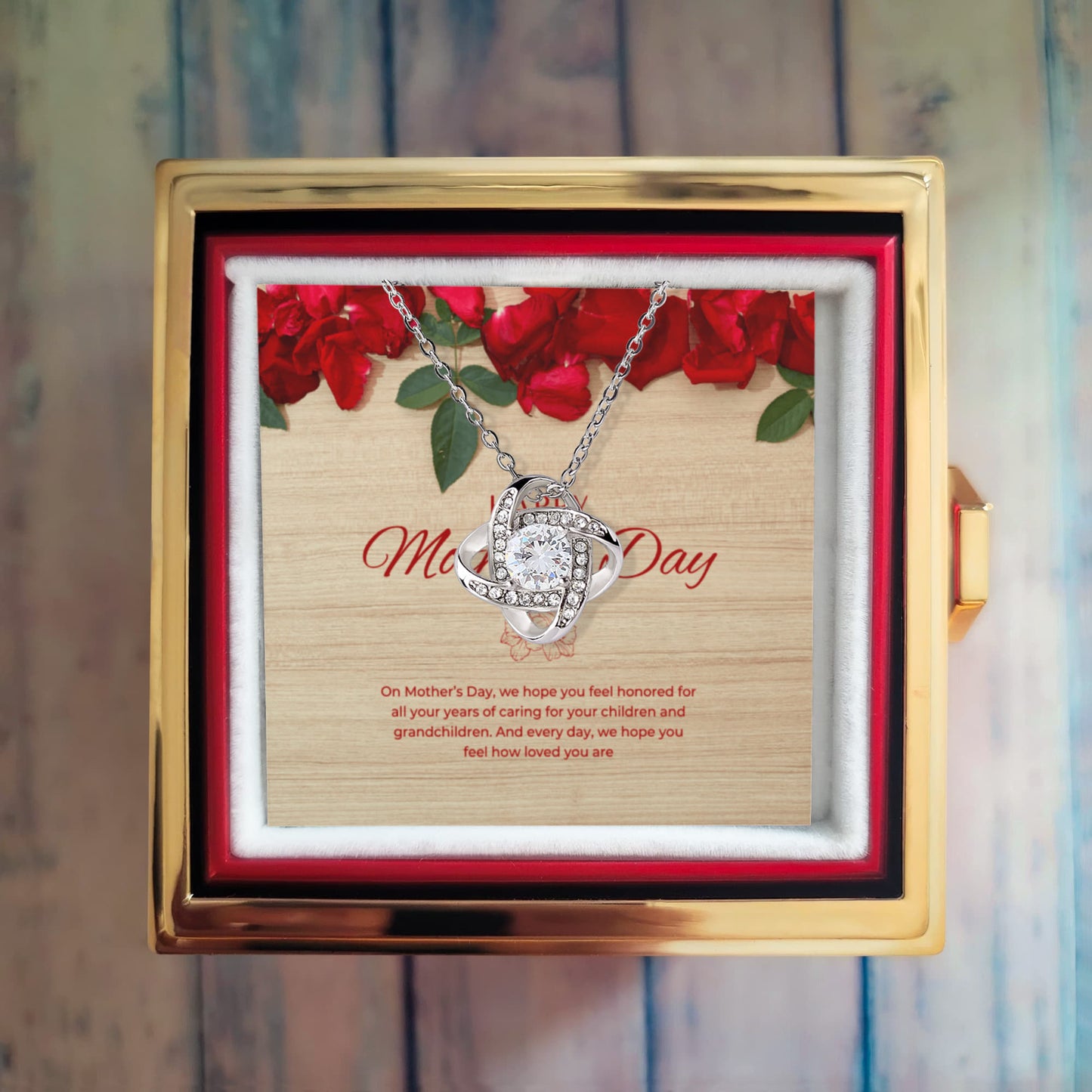 Mother's Day Love Knot with rotating Rose Gift Box