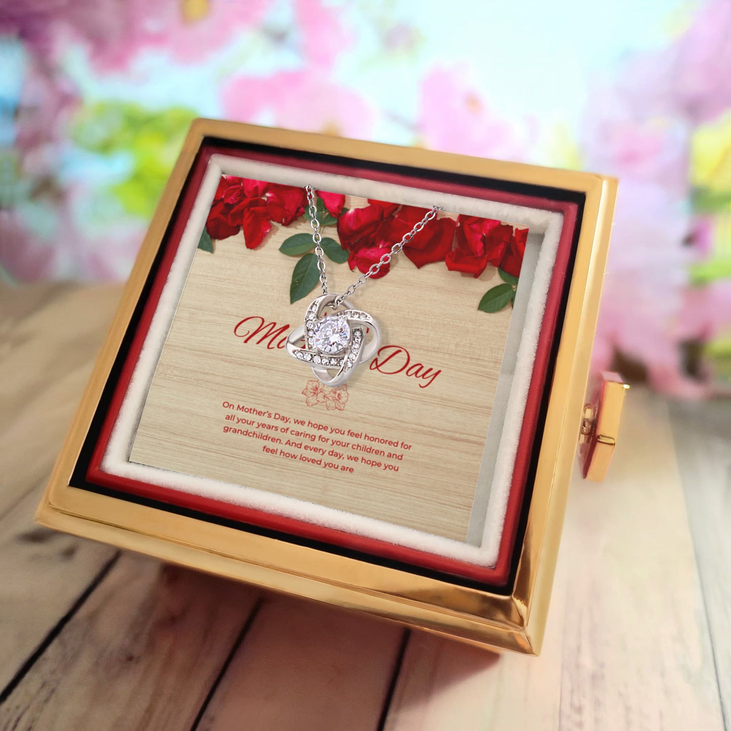 Mother's Day Love Knot with rotating Rose Gift Box