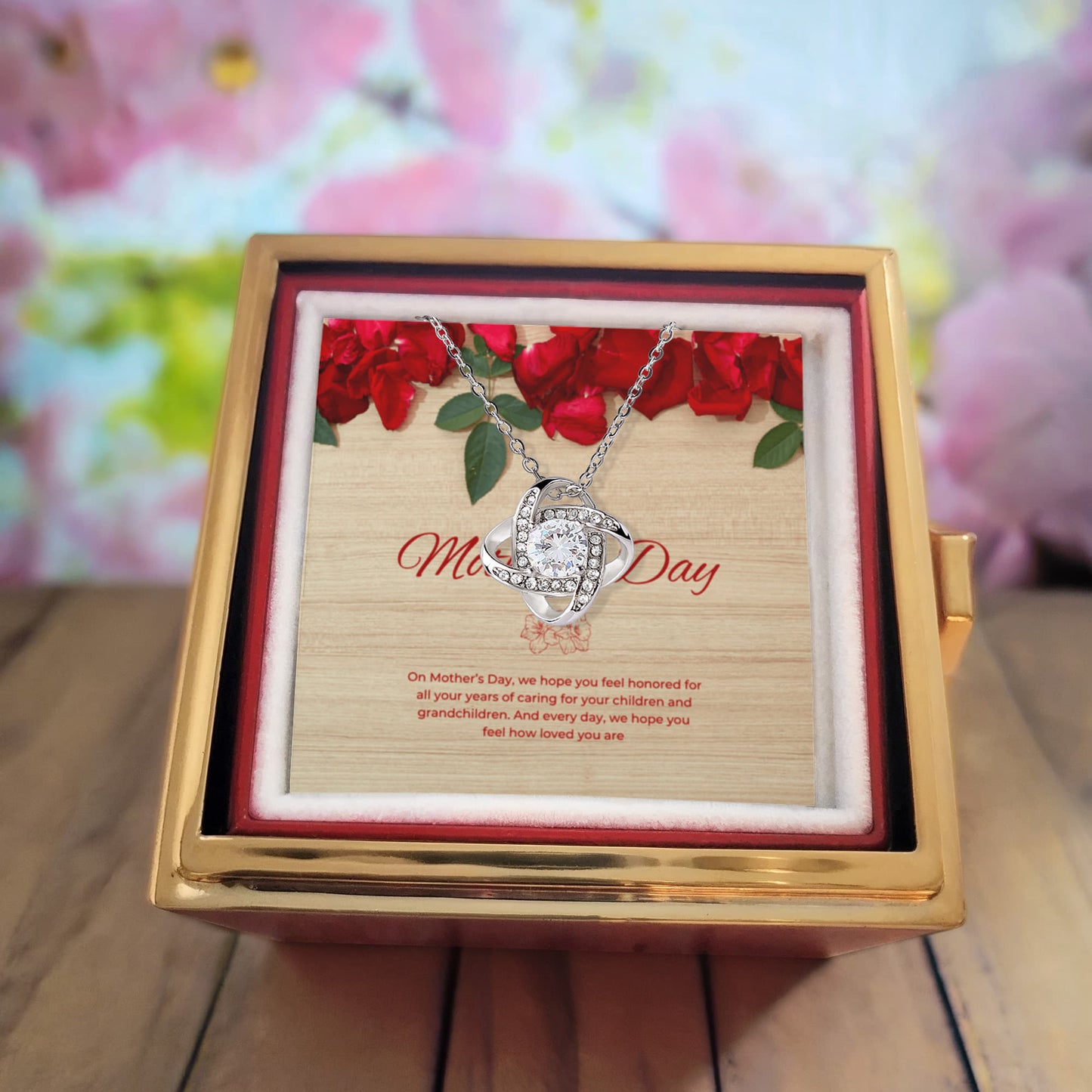 Mother's Day Love Knot with rotating Rose Gift Box