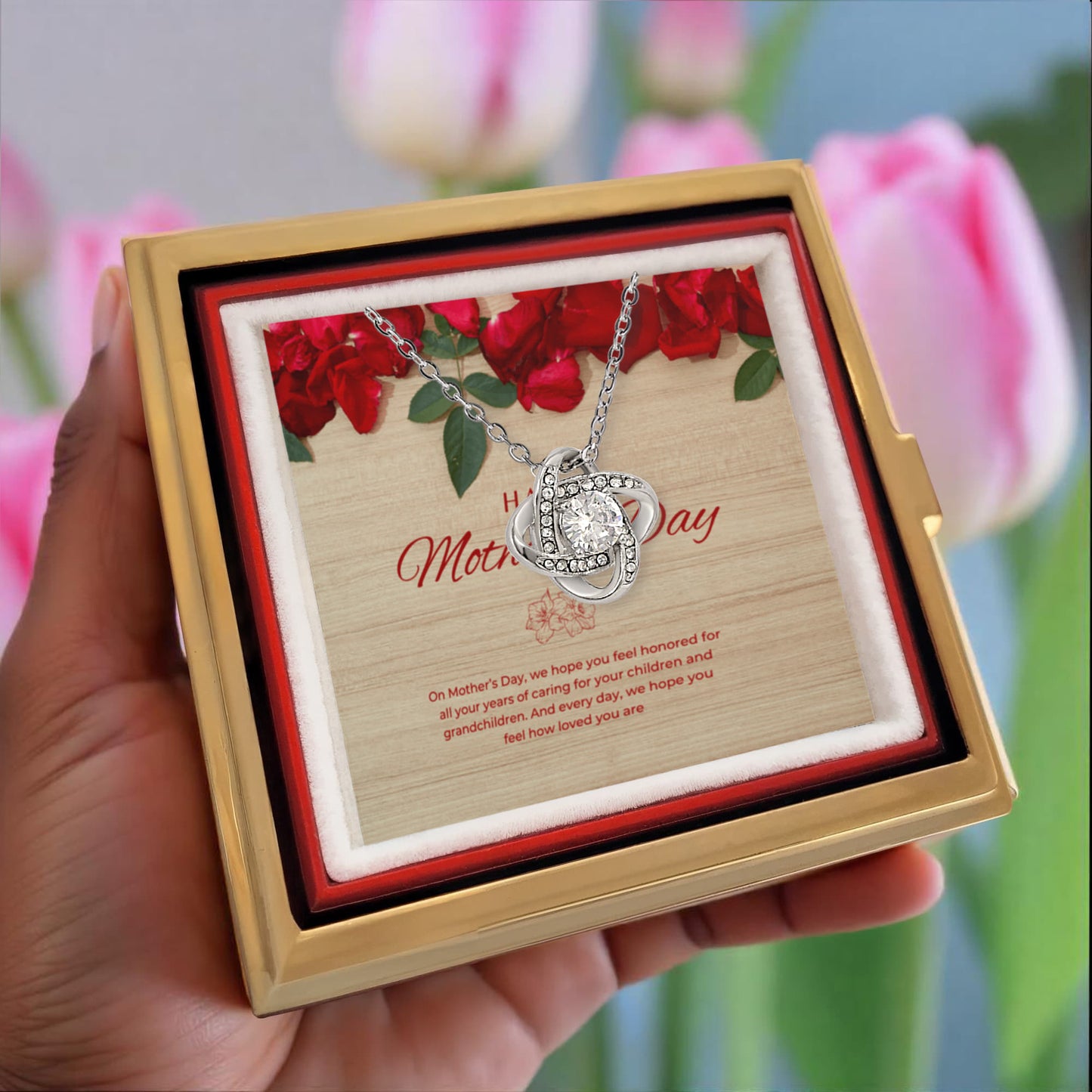 Mother's Day Love Knot with rotating Rose Gift Box
