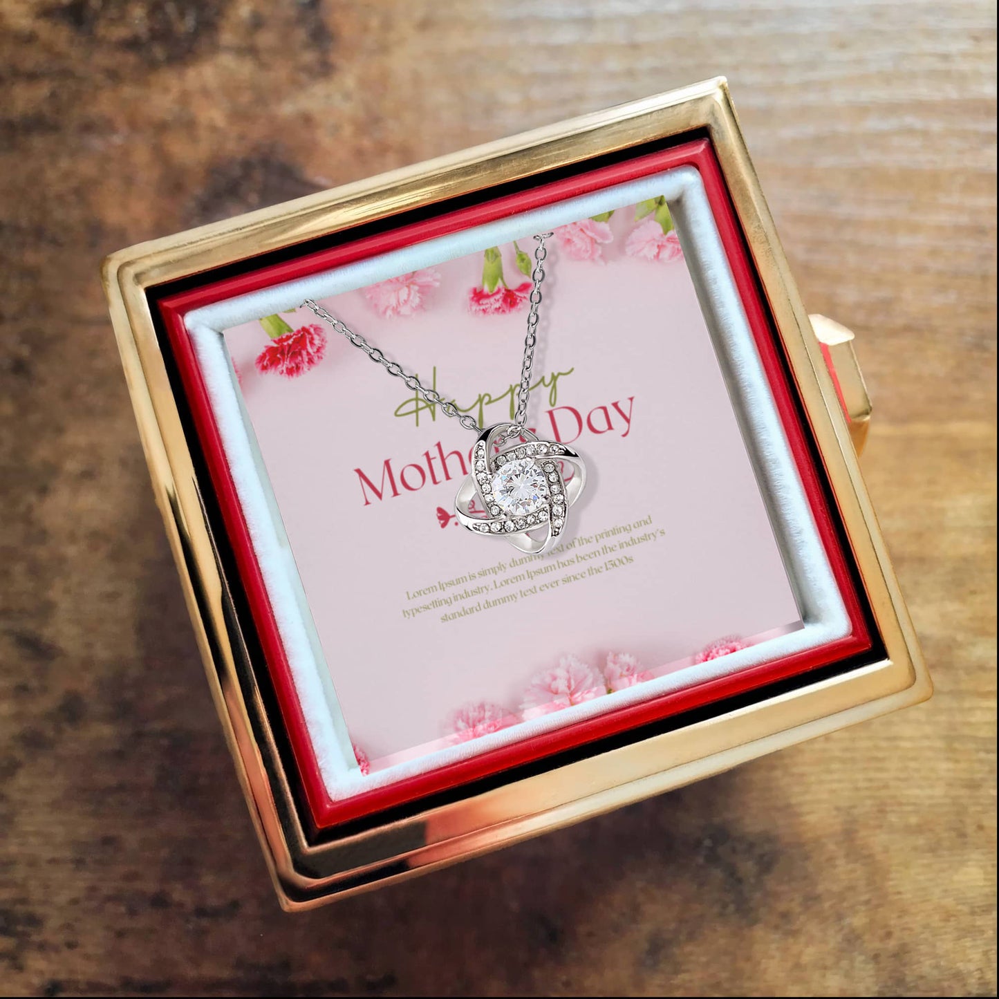 Love Knot Necklace with luxurious box, featuring a meticulously preserved rose that never fades,