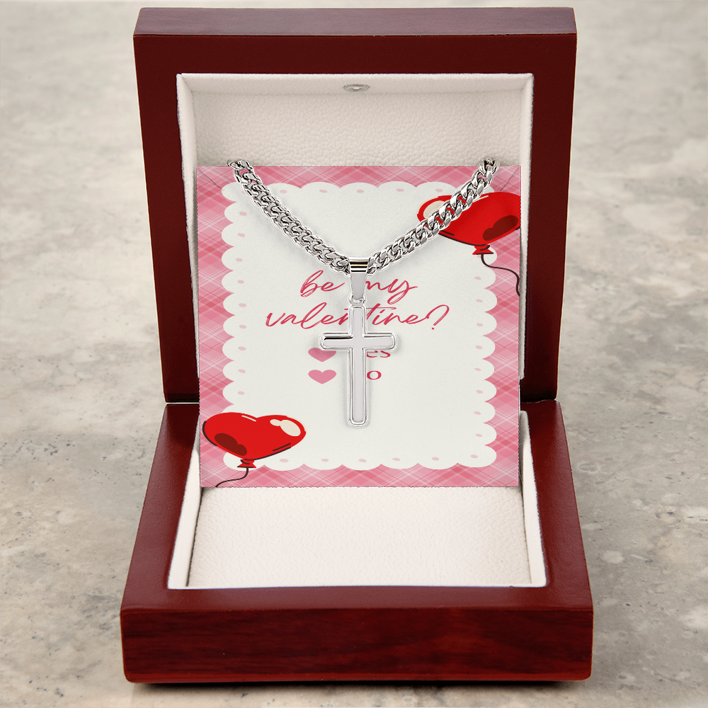 Cuban Chain with Artisan Cross Necklace Valentines Gift