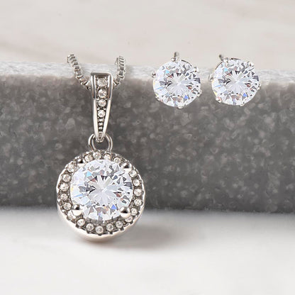 Mother' Day Gift Set Eternal Hope Necklace and Cubic Zirconia Earring Set