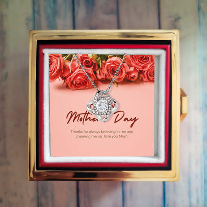 Love Knot Necklace with Rotating Rose Gift Box