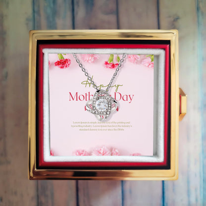 Love Knot Necklace with luxurious box, featuring a meticulously preserved rose that never fades,