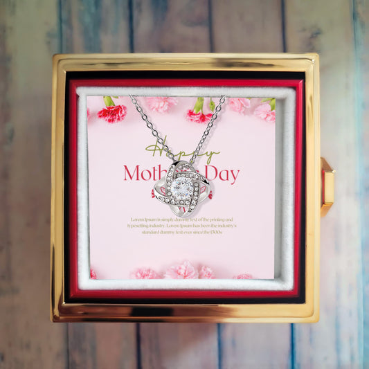 Love Knot Necklace with luxurious box, featuring a meticulously preserved rose that never fades,